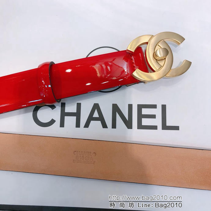 CHANEL香奈兒 18新款 30mm精品 cc經典銅扣 進口皮漆皮面料 時尚百搭款皮帶 網紅熱銷款  xfp1156